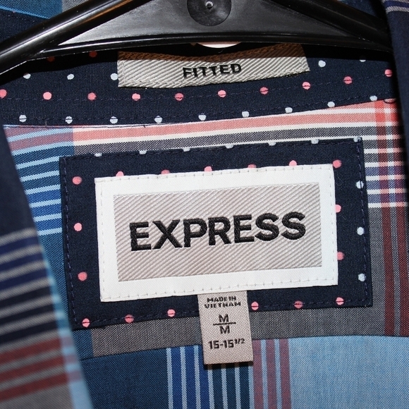 Express Plaid Shirt with Polka-dots Cuff - Picture 5 of 6